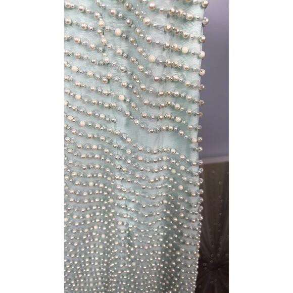 Mac Duggal One Shoulder Asymmetrical Sequin Pearl Sea Foam Green Gown Size 12 - Picture 8 of 14